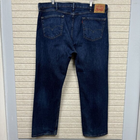 Levis 505 Mens Regular Fit Straight Leg Jeans Dark Blue Denim 42x30 - Picture 3 of 16
